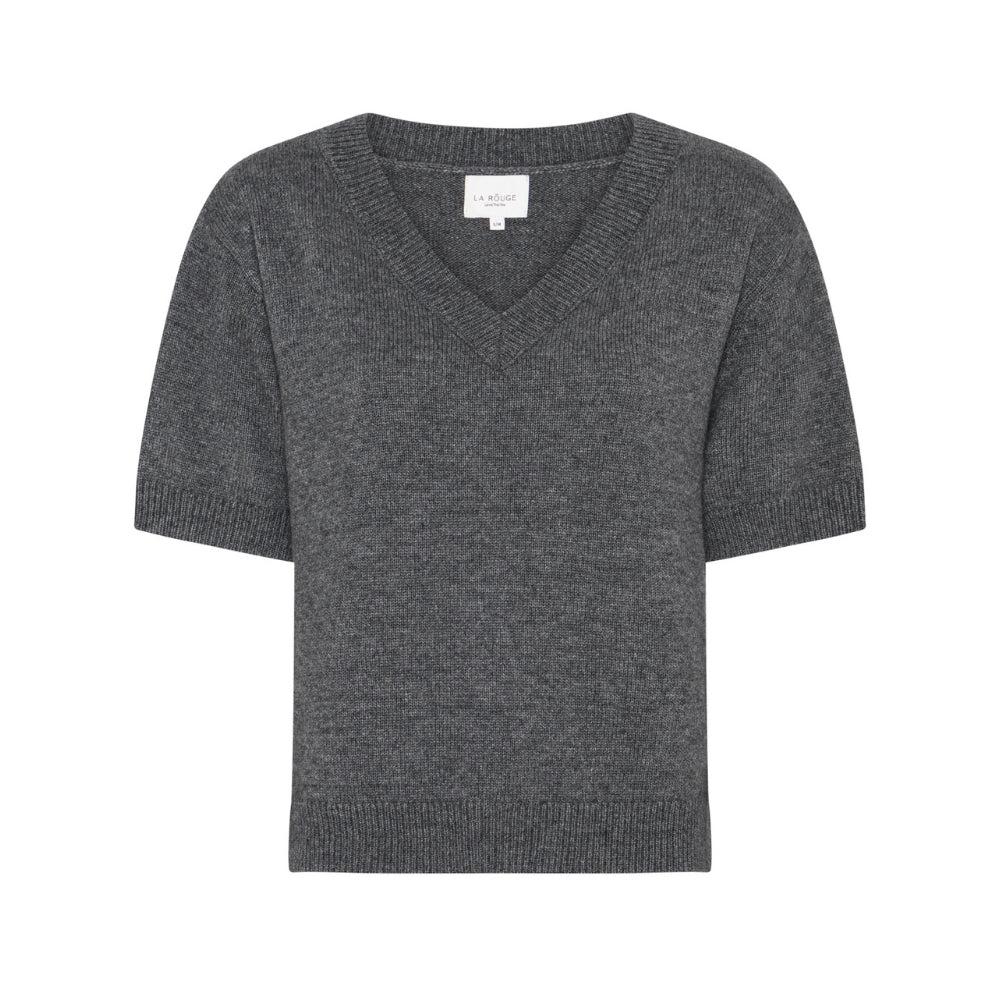 Las Rouge strik t-shirt - Julie S/S Knit - LR1982 - Dark Grey Melange