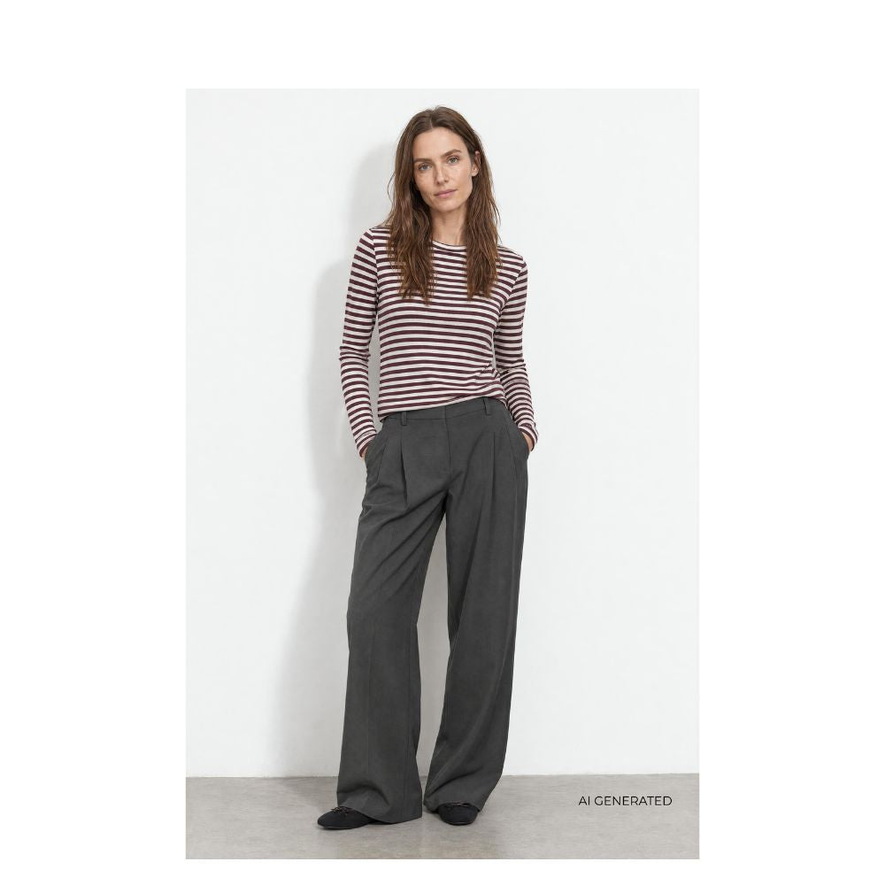 Leveté Room bluse – LR-Ika 11 (Bordeaux/Hvid)