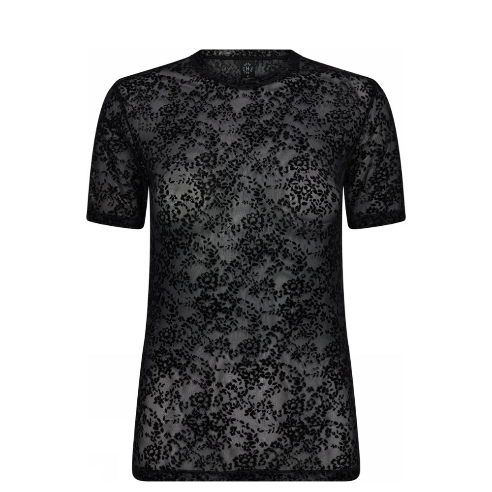 Hype the Detal t-shirt - Lace Tee Slim - 3-852-2 - 9 Black