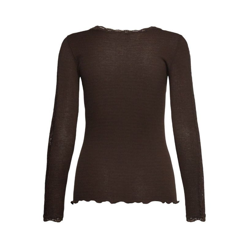 Rosemunde bluse - RWBernadine Organic LS O-Neck Lace T-shirt – 4893 - 856 Mole