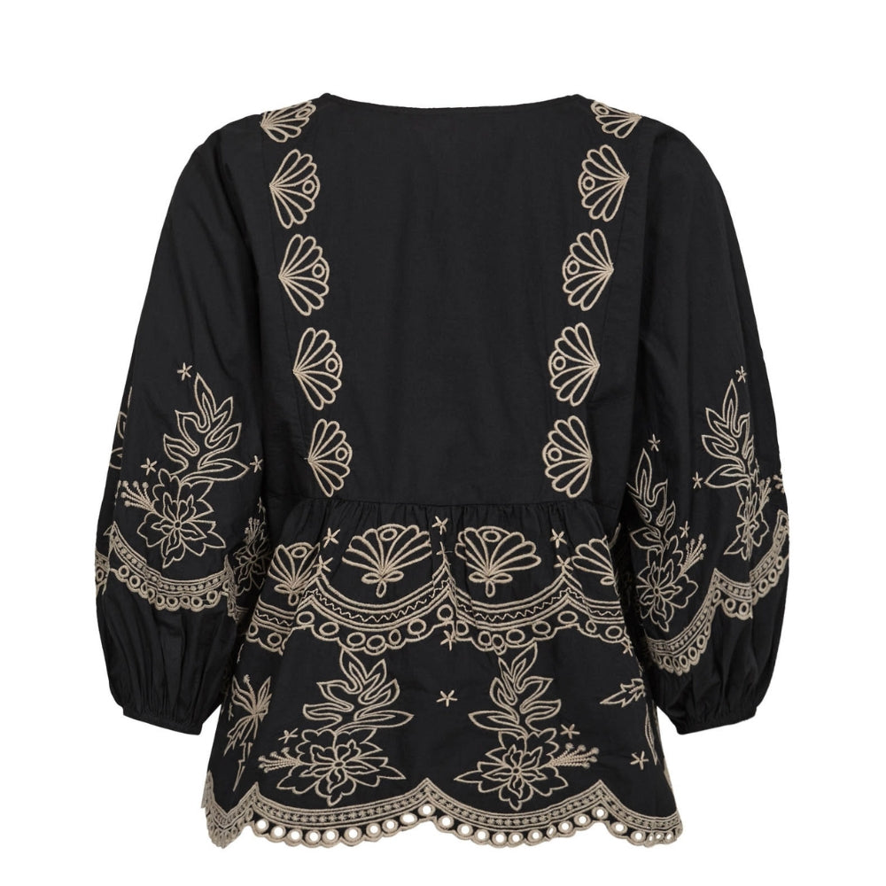 Gossia bluse - SofjaGO Blouse - G2458 - Black/Sand
