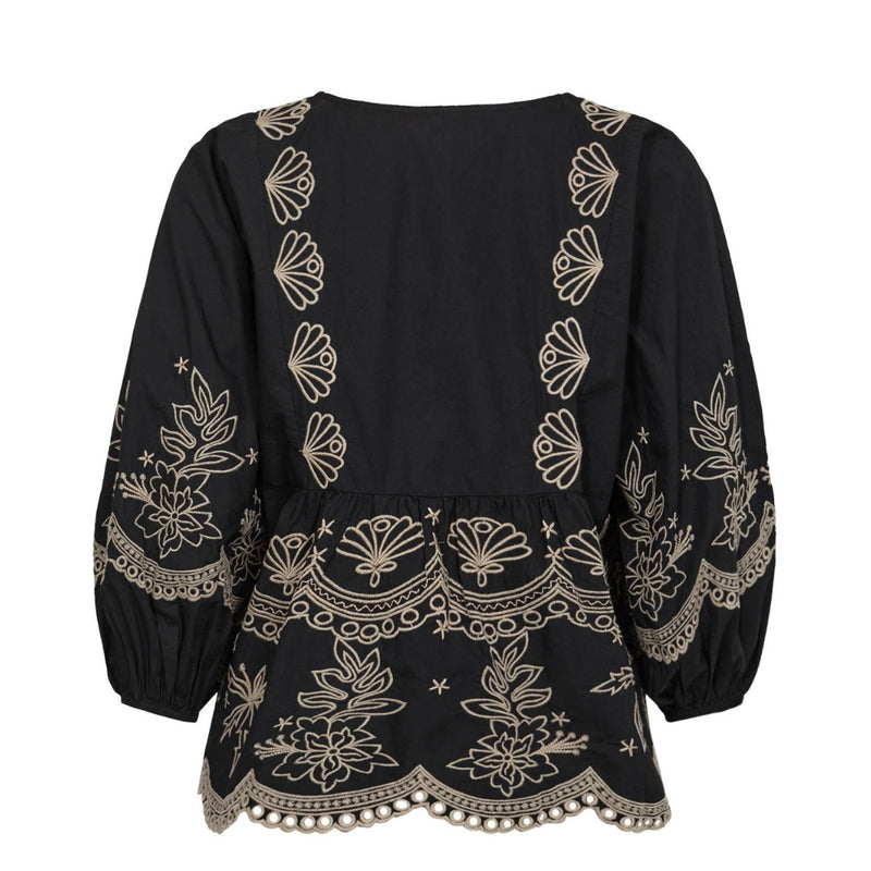 Gossia bluse - SofjaGO Blouse - G2458 - Black/Sand