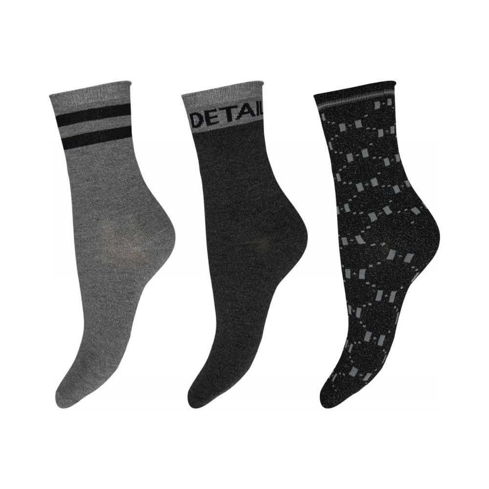 Hype the Detail strømper – 3pk 3-21550 (Sort/ Sølv)