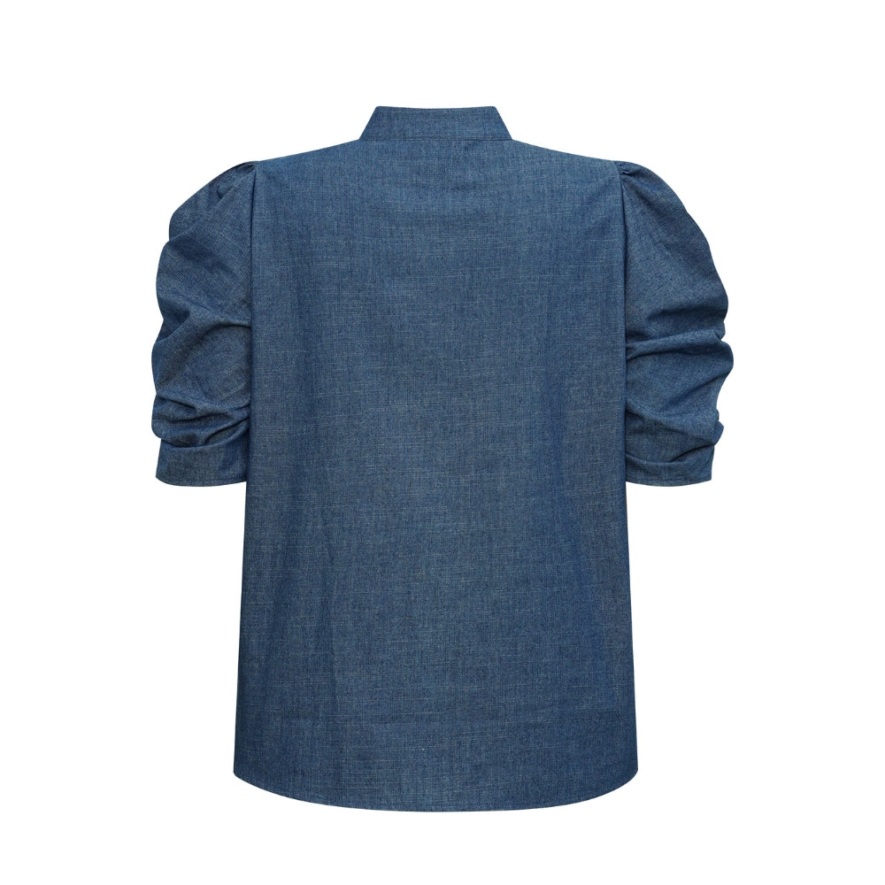 Gossia bluse med blomst – ZabinaGO (Denim)
