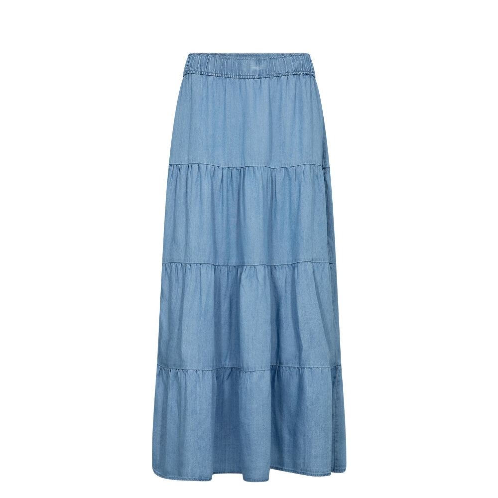 Levete Room denim look lang nederdel - LR-Rora 4 – 201147 - 2085 Mid Blue Denim