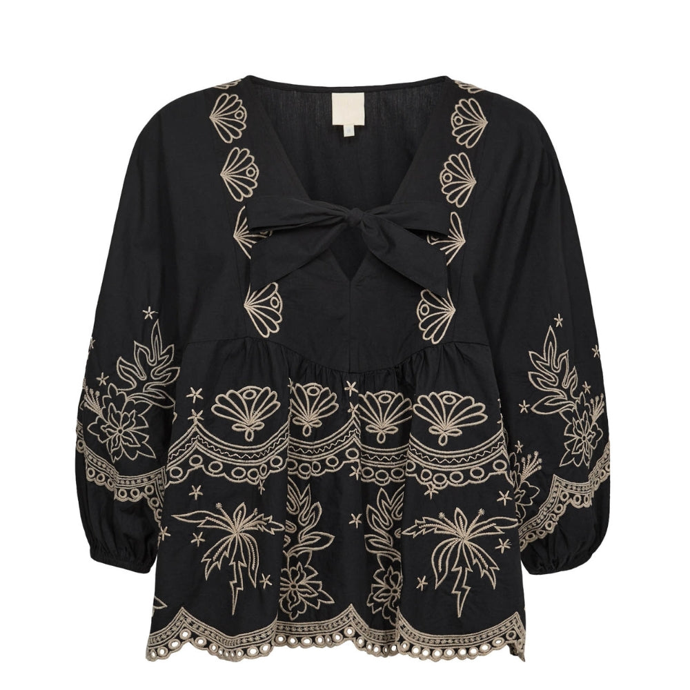 Gossia bluse - SofjaGO Blouse - G2458 - Black/Sand