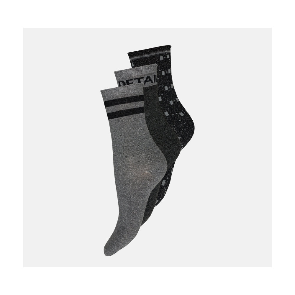 Hype the Detail strømper – 3pk 3-21550 (Sort/ Sølv)