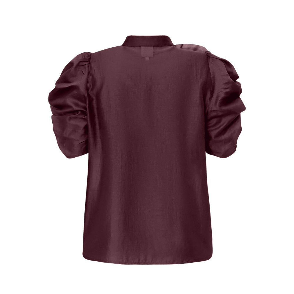 Gossia bluse med blomst – Annsofi (Bordeaux)
