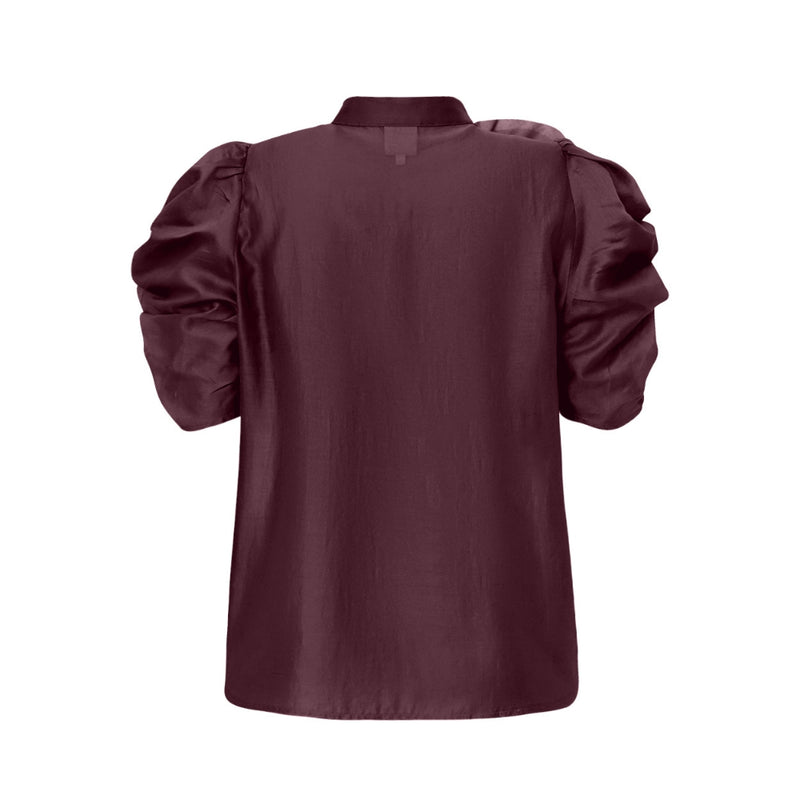 Gossia bluse med blomst – Annsofi (Bordeaux)