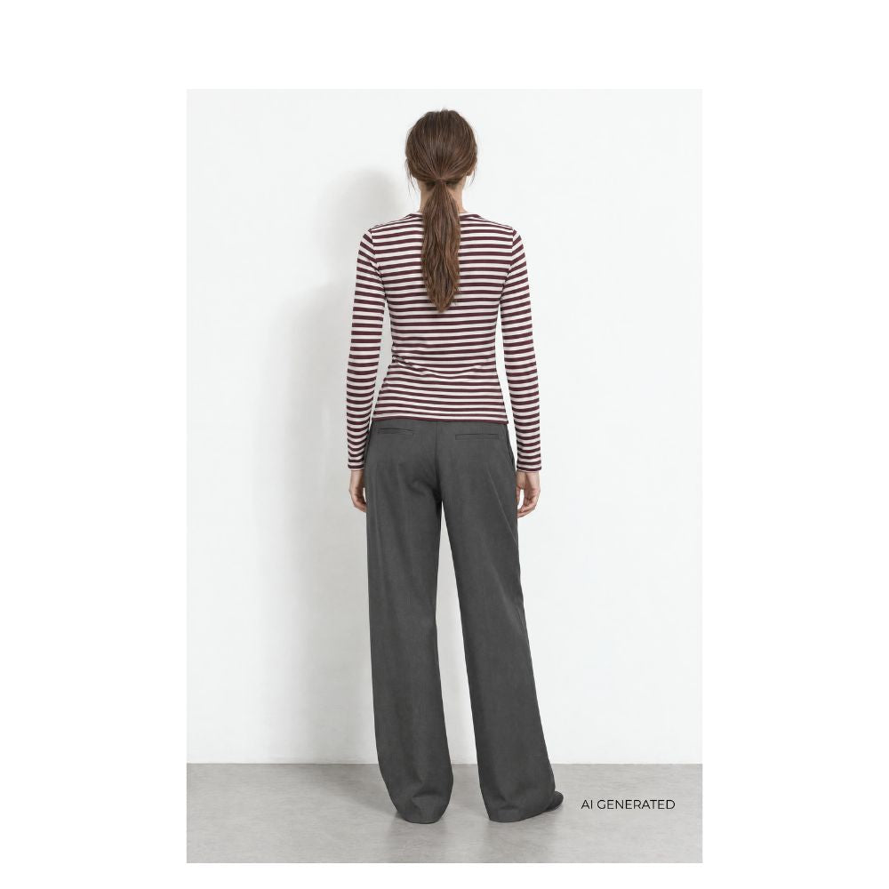 Leveté Room bluse – LR-Ika 11 (Bordeaux/Hvid)