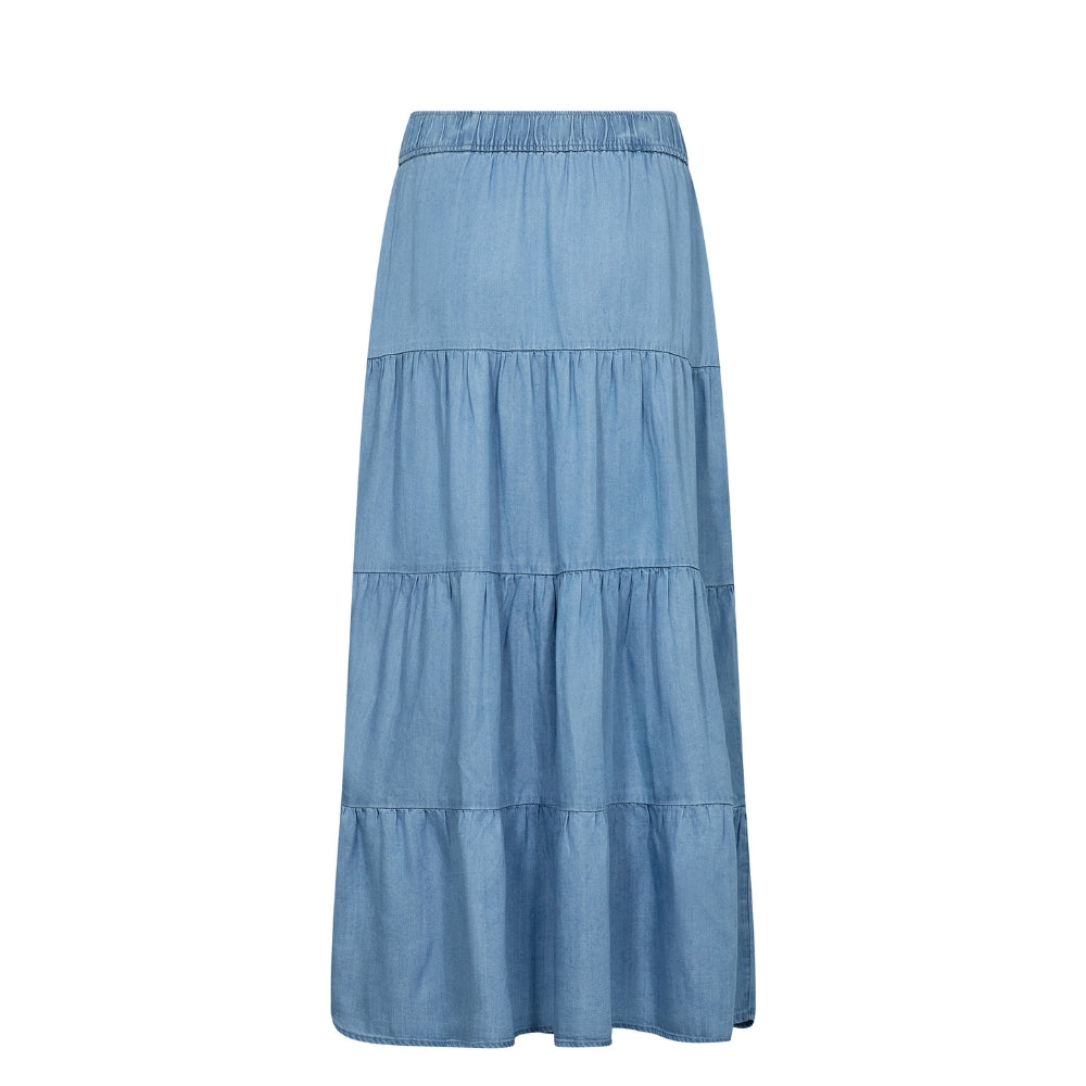 Levete Room denim look lang nederdel - LR-Rora 4 – 201147 - 2085 Mid Blue Denim