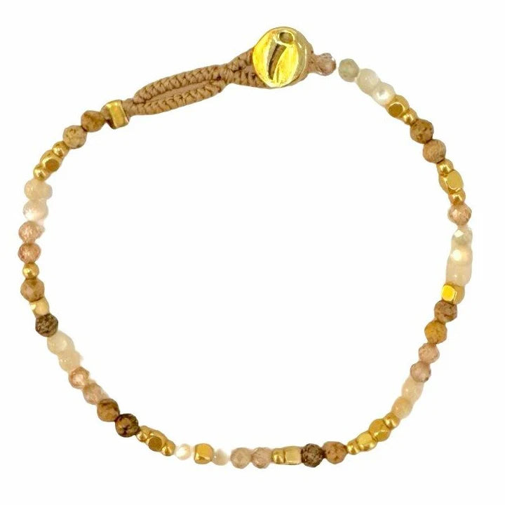 Ibu Jewels Armbånd AQmix Lulu (Brun/Hvid)