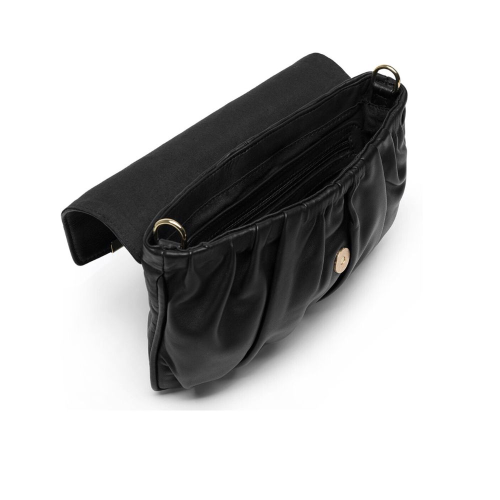 Depeche clutch i skind (Sort/Guld)