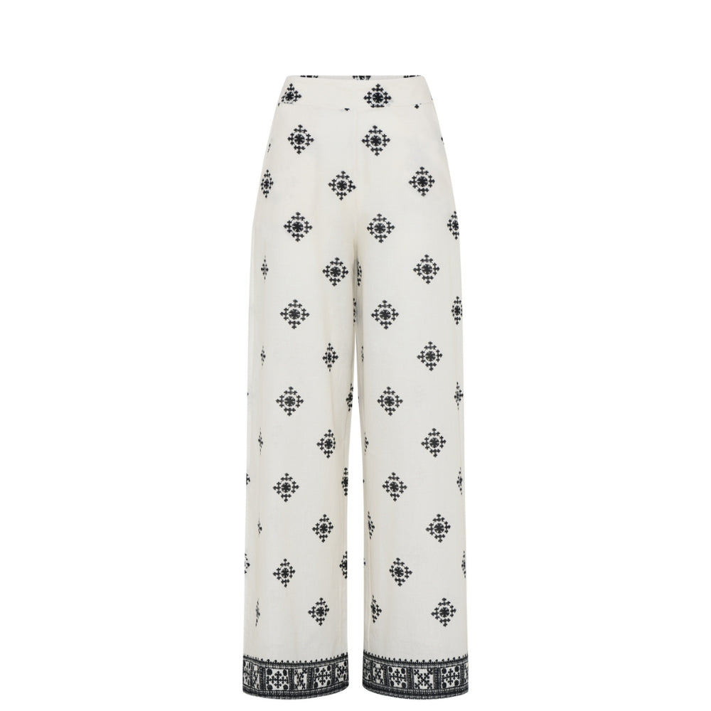 La Rouge boheme bukser Grace Pants - LR1367 - Offwhite Black (1)