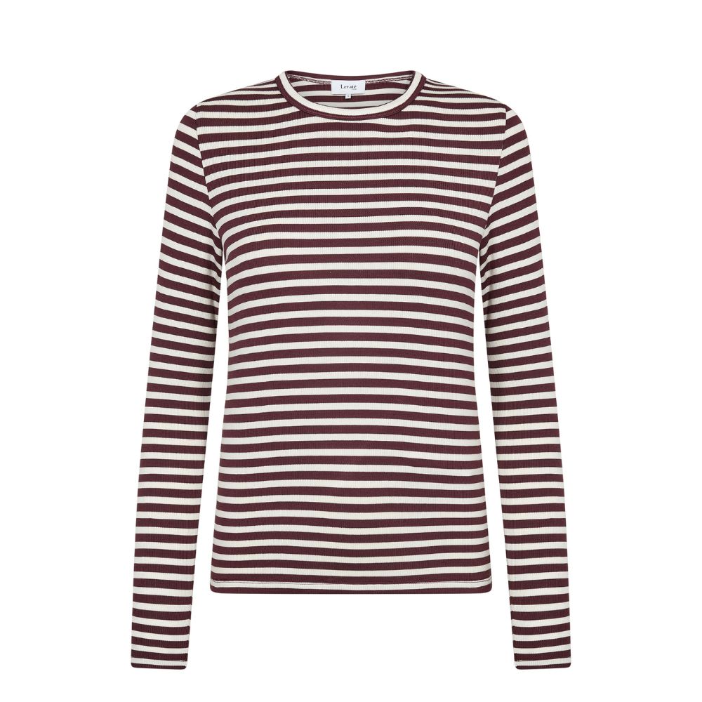 Leveté Room bluse – LR-Ika 11 (Bordeaux/Hvid)