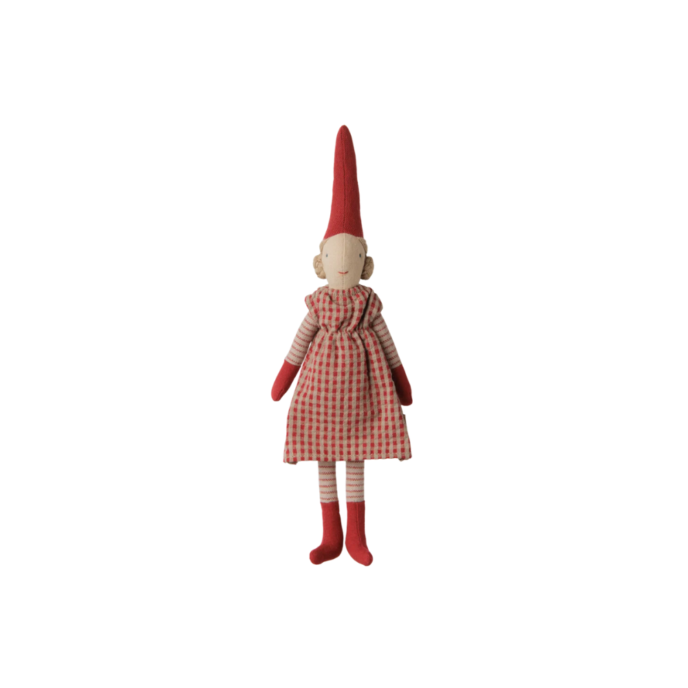 Maileg nisse - Pige Str. 1 (Rød kjole)