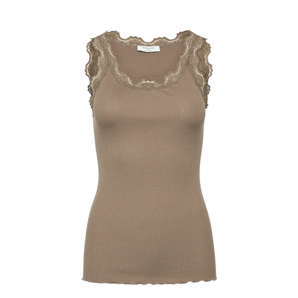 Rosemunde top - RWBabette Silk SL U-neck - 5205 - Walnut