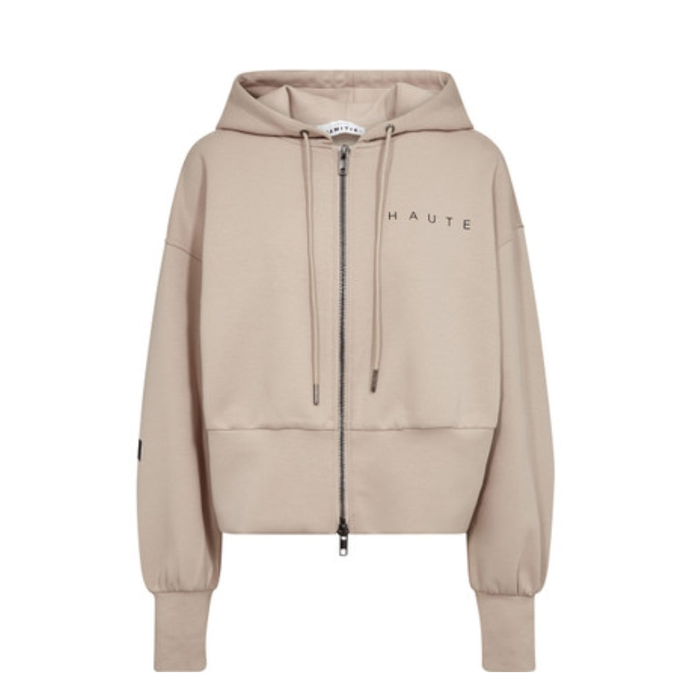 Haute L Amitie hoodie sweatshirt - Maxi Split Zip Hoodie - HL10523 - Beige