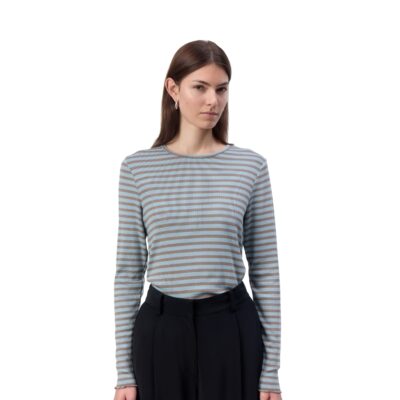 Leveté Room bluse - LR-Ika 11 (Blå/Brun) Levete Room basis bluse LR-IKA 11 - 400718 – L229C Blå/Brun