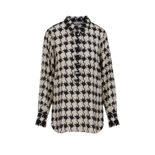 Coster Copenhagen Skjorte - Houndstooth (SortBeige)