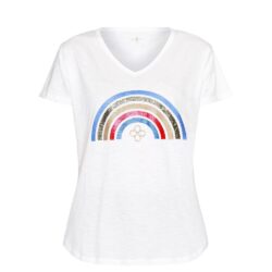 Costamani t-shirt rainbow hvid blå koral