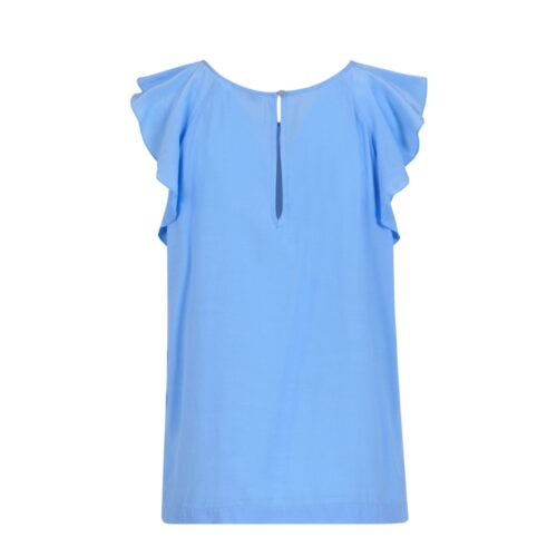 Top with ruffle sleeves - 242-1267 - Bright sky blue