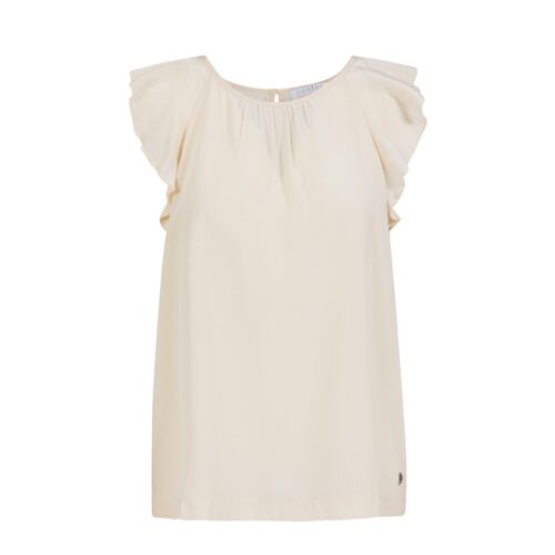 Top with ruffle sleeves - 242-1267 - Creme