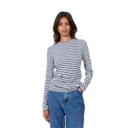 Levete Room stribet bluse LR-IKA 11 - 301135 - L299C - MOOD INDIGO COMBI Blå Råhvid