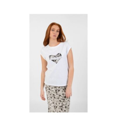 Coster Copenhagen T-shirt – heart HAPPY (Hvid/Sort) - Billede 3