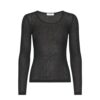 Rosemunde bluse Long sleeve pointelle t-shirt - W0663-010 - Black Sort