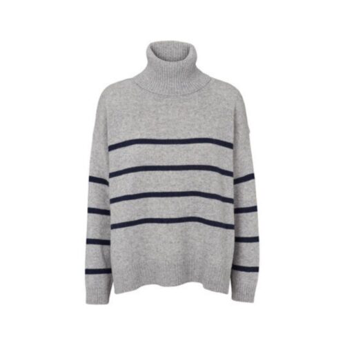 Basic Apparel sweater – Lise striped (Grå/Sort)