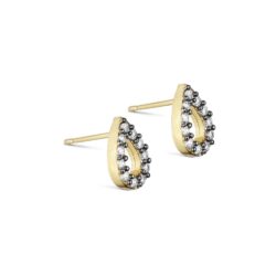 Pure by Nat øreringe med zirkoner Maya Post earrings w zircons - 45856 - Guld Sort zircons