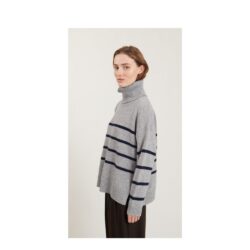 Basic Apparel sweater – Lise striped (Grå/Sort)