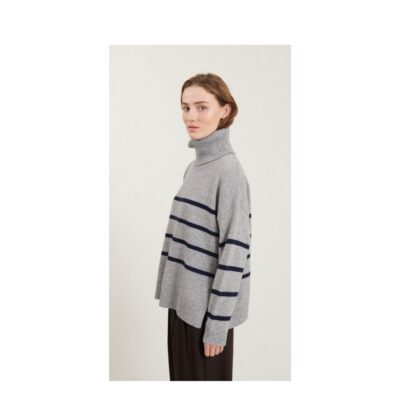 Alternative view of Basic Apparel sweater – Lise striped (Grå/Sort)