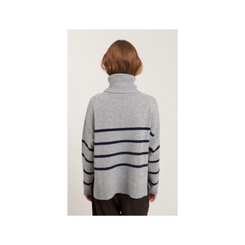 Basic Apparel sweater – Lise striped (Grå/Sort)