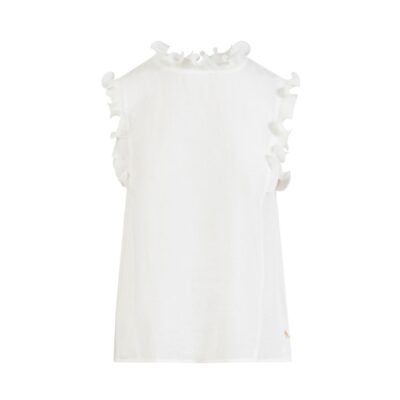 Coster Copenhagen Top - with ruffles (Råhvid)