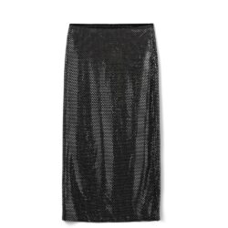 Sofie Schnoor lang pillet nederdel STARLASW SKIRT - S244251 - 1008 Black w silver Sort og sølv