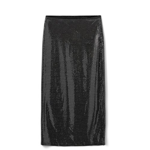 Sofie Schnoor lang pillet nederdel STARLASW SKIRT - S244251 - 1008 Black w silver Sort og sølv