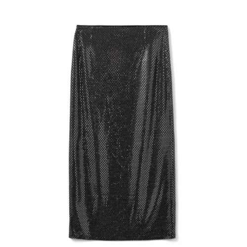 Sofie Schnoor lang pillet nederdel STARLASW SKIRT - S244251 - 1008 Black w silver Sort og sølv