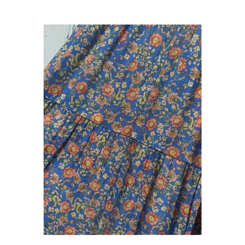 Stajl blomstret nederdel – 7301F (Blå) Boho Skirt – 7301F – 44 – Blue