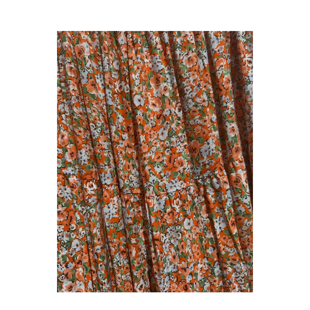 Stajl blomstret nederdel – 21089-9 (Orange) Boho Skirt – 21089-9 – 20-Orange