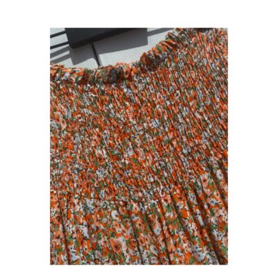 Stajl blomstret nederdel – 21089-9 (Orange) Boho Skirt – 21089-9 – 20-Orange
