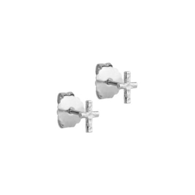 Enamel øreringe – Protective Cross (Sølv)
