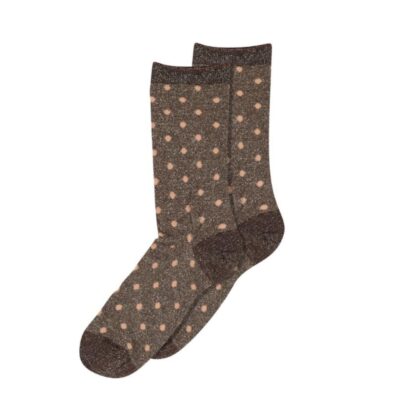 MP Denmark prikkede glimmer strømper - Donna Glitter Socks – 77671 - Dark Chocolate