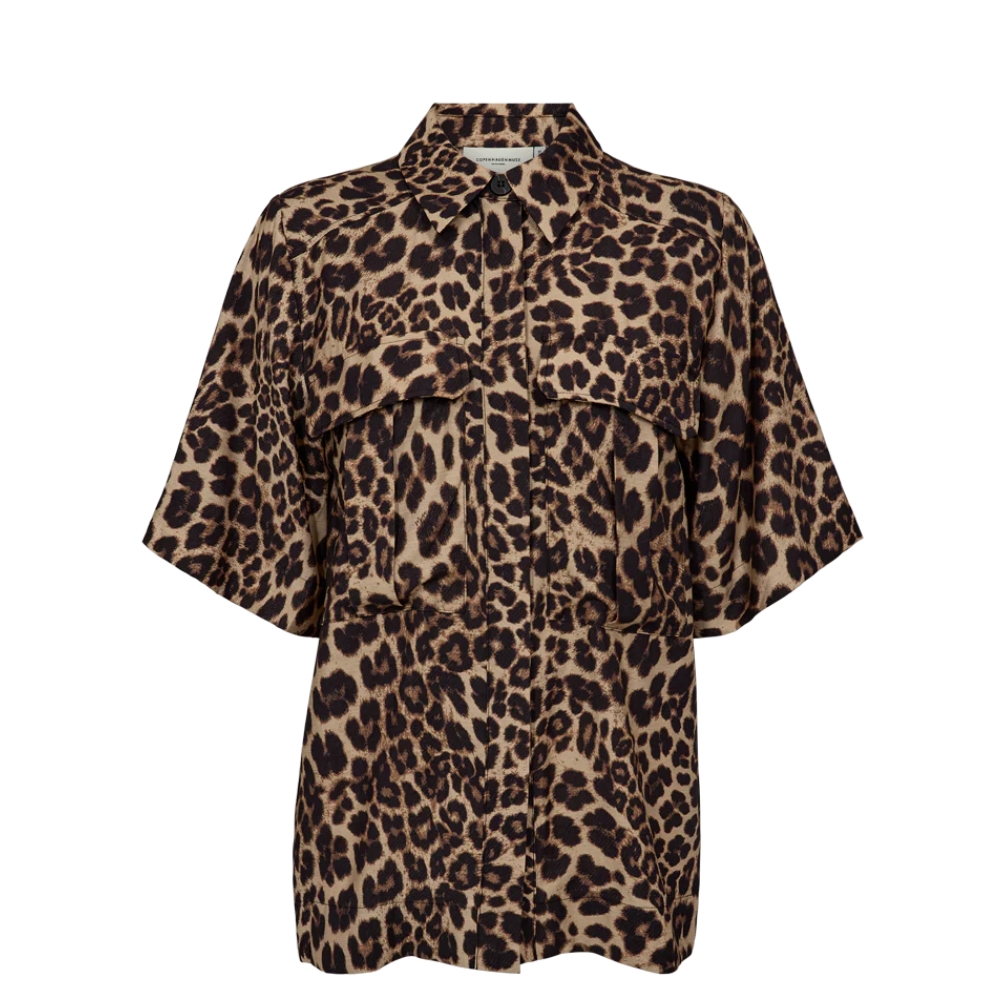 Copenhagen Muse skjorte - CMGabby (Leopard) Copenhagen Muse leopard skjorte - CMGabby shirt - 206189 - Almond Peach w. Black