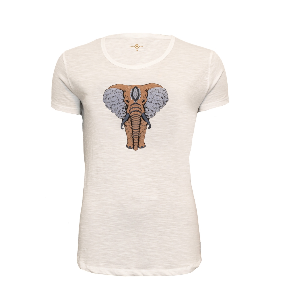 Costamani t-shirt - Elephant (Hvid/Blå) Costamani t-shirt 2504502 – Elephant Tee – Blue Mix