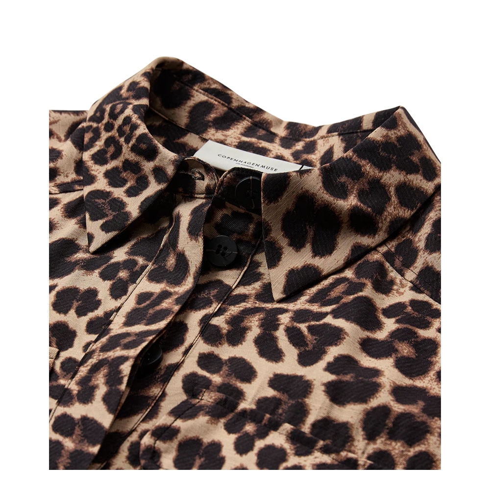 Copenhagen Muse skjorte - CMGabby (Leopard) Copenhagen Muse leopard skjorte - CMGabby shirt - 206189 - Almond Peach w. Black