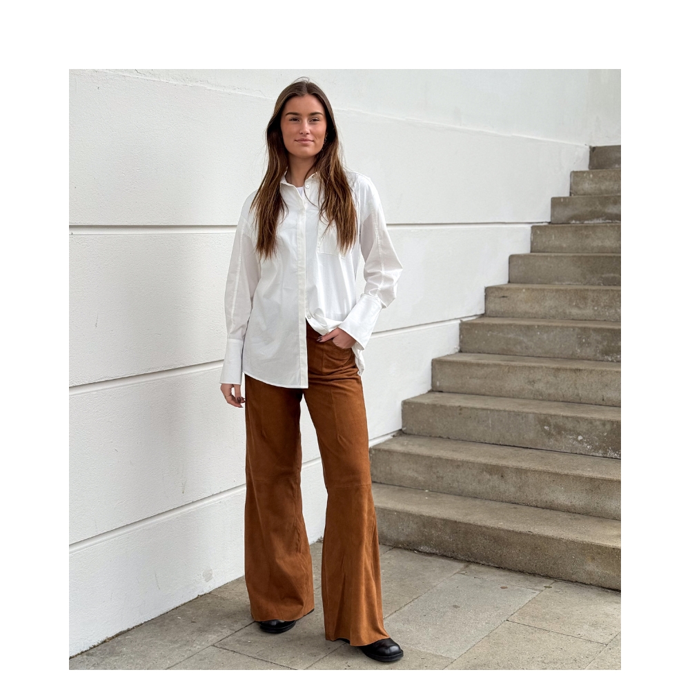 Depeche ruskinds bukser - BoaDEP (Cognac) Depeche ruskinds bukser - BoaDEP HW Suede Pant Wide Leg – 51320 – Cognac