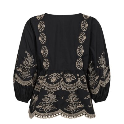 Gossia bluse - SofjaGO Blouse - G2458 - Black/Sand