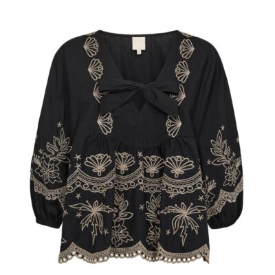 Gossia bluse - SofjaGO Blouse - G2458 - Black/Sand